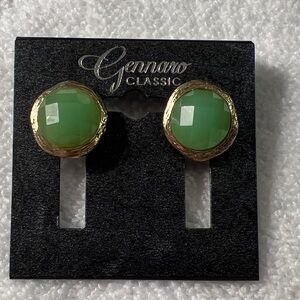 3/$18 Gennaro Classic Green and Gold Stud Earrings Lot 129